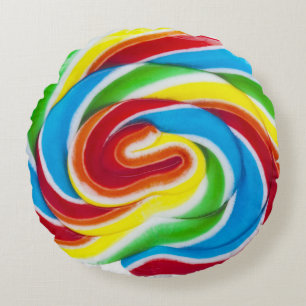 Cute Colorful Sweet Snoep Rainbow Lollipop Rond Kussen