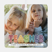Cute Colorful Teacher-foto Kerstmis Metalen Ornament (Voorkant)