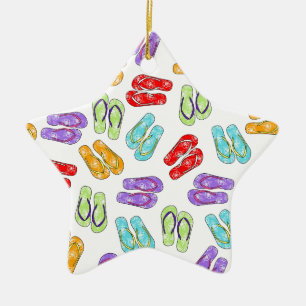 Cute Colorful Teenslippers Keramisch Ornament