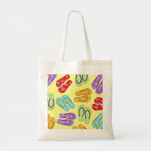 Cute Colorful Teenslippers Print - Geel Tote Bag (Voorkant)