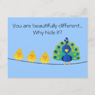 Cute & colorful Toon van vogels en een pauw Briefkaart