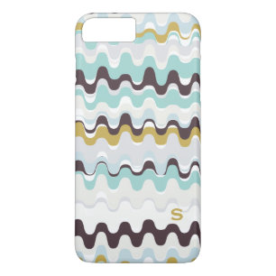 Cute colorful turkooizen abstract patroonmonogram Case-Mate iPhone case