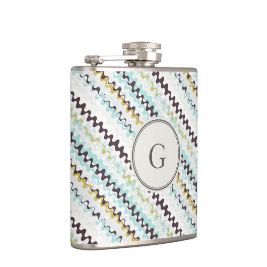 Cute colorful turkooizen abstract patroonmonogram heupfles (Rechts)