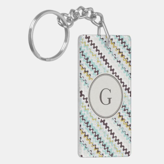 Cute colorful turkooizen abstract patroonmonogram sleutelhanger (Voorkant Links)