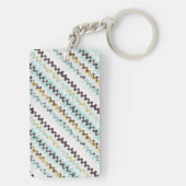 Cute colorful turkooizen abstract patroonmonogram sleutelhanger (achterkant)