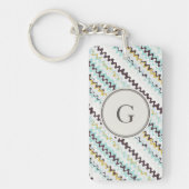 Cute colorful turkooizen abstract patroonmonogram sleutelhanger (Voorkant)