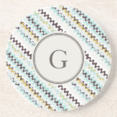 Cute colorful turkooizen abstract patroonmonogram zandsteen onderzetter (Voorkant)