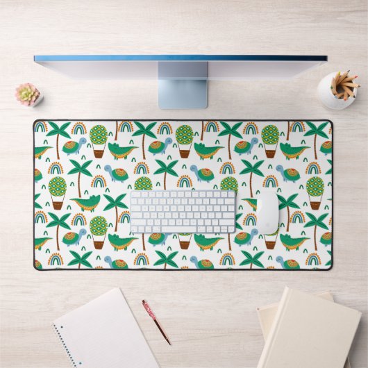 Cute Colorful Turtle Alligator Rainbow Patroon Bureaumat (Kantoor 1)