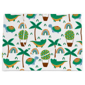 Cute Colorful Turtle Alligator Rainbow Patroon Groot Cadeauzakje (Voorkant)