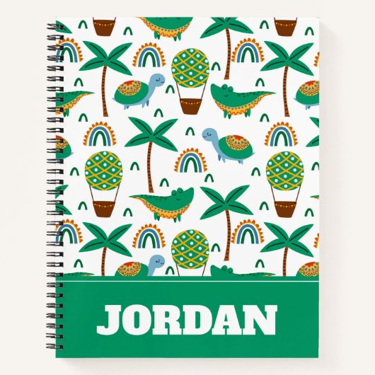 Cute Colorful Turtle Alligator Rainbow Patroon Notitieboek (Voorkant)