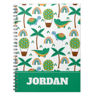 Cute Colorful Turtle Alligator Rainbow Patroon Notitieboek
