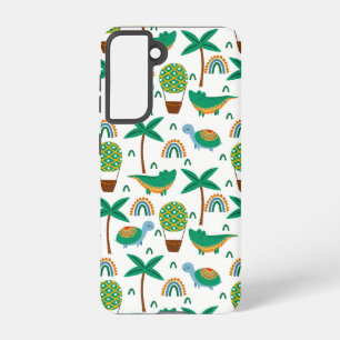 Cute Colorful Turtle Alligator Rainbow Patroon Samsung Galaxy Hoesje