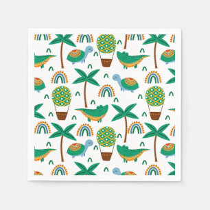 Cute Colorful Turtle Alligator Rainbow Patroon Servet