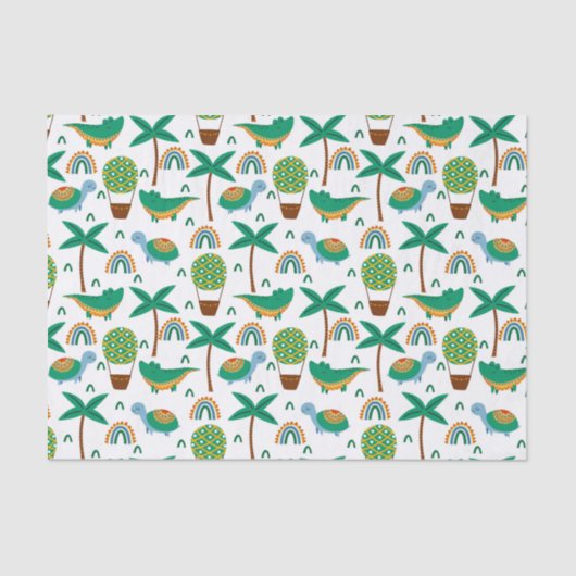 Cute Colorful Turtle Alligator Rainbow Patroon Tissuepapier (Voorkant)