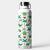 Cute Colorful Turtle Alligator Rainbow Patroon Waterfles (Achterkant)