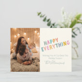 Cute Colorful Typography Happy Alles foto Feestdagenkaart (Staand voorkant)