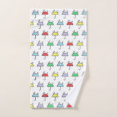 Cute Colorful Umbrellas en Raindrops Pattern Bad Handdoek (Handdoek)