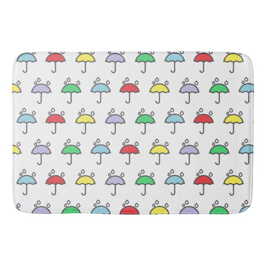 Cute Colorful Umbrellas en Raindrops Pattern Badmat (Voorkant)