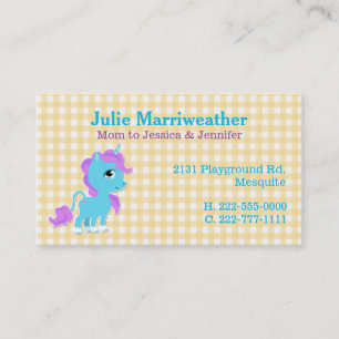 Cute Colorful Unicorn Custom Mama Card Contactkaartje