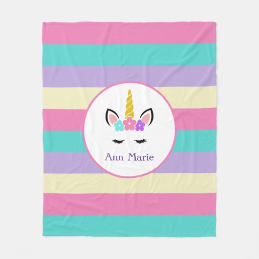 Cute Colorful Unicorn Fleece Blanket Deken (Voorkant)