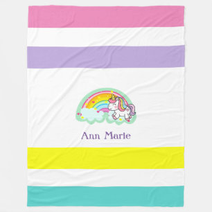 Cute Colorful Unicorn Fleece Blanket Deken