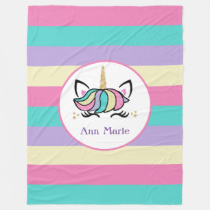 Cute Colorful Unicorn Fleece Deken