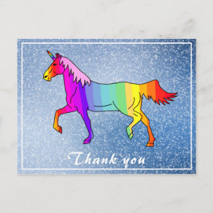 Cute Colorful Unicorn Girl Birthday Bedankt Briefkaart