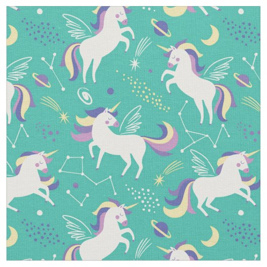Cute Colorful Unicorn Stof (Close Up)