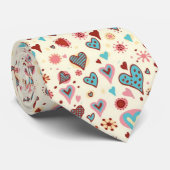 Cute Colorful Valentijns Hearts Pattern Stropdas (Opgerold)