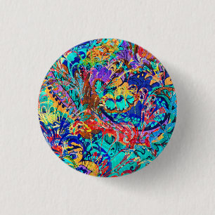 Cute colorful vintage floral ronde button 3,2 cm