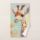 Cute Colorful Waterverf Baby Giraffe Bad Handdoek (Handdoek)