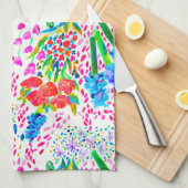 Cute colorful waterverf bloemen patroon theedoek (Quarter Fold)