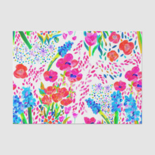 Cute colorful waterverf bloemen patroon tissuepapier
