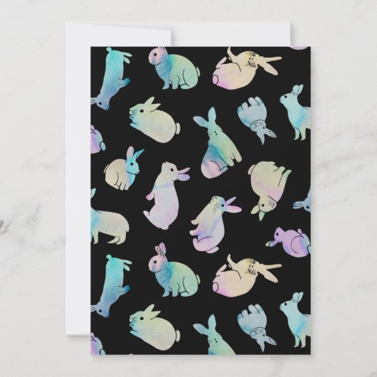 Cute Colorful Waterverf Bunny Rabbit Sjabloon Kaart (Achterkant)