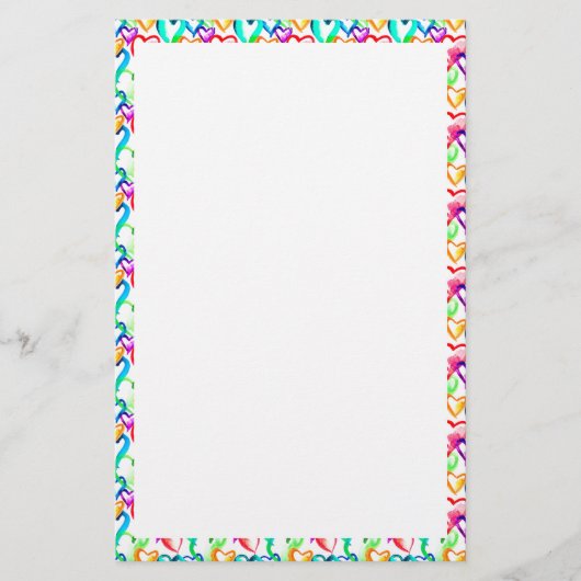Cute colorful waterverf harten patroon briefpapier (Voorkant)
