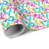 Cute colorful waterverf harten patroon cadeaupapier (Rol Hoek)