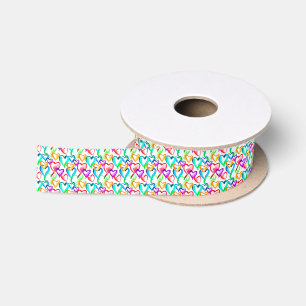 Cute colorful waterverf harten patroon satijnen lint