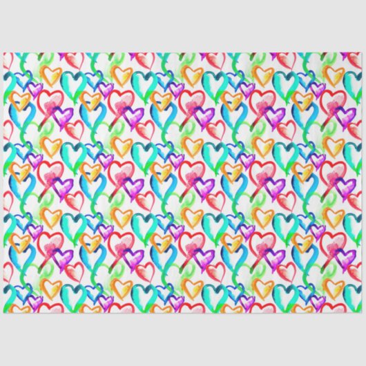 Cute colorful waterverf harten patroon tissuepapier (Voorkant)