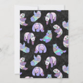 Cute Colorful Waterverf Panda Beer Sjabloon Kaart (Achterkant)