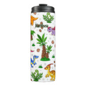Cute Colorful Waterverf Pattern Greenery Dinosaur Thermosbeker (Voorkant)