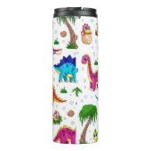 Cute Colorful Waterverf Pattern Greenery Dinosaur Thermosbeker (Achterkant)