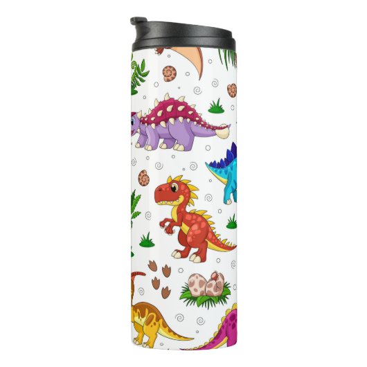 Cute Colorful Waterverf Pattern Greenery Dinosaur Thermosbeker (Geroteerd rechts)