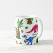 Cute Colorful Waterverf Pattern Oerwoud Dinosaur Koffiemok (Voorkant rechts)
