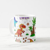 Cute Colorful Waterverf Pattern Oerwoud Dinosaur Koffiemok (Voorkant links)