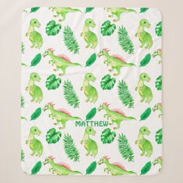 Cute Colorful Waterverf Pattern Oerwoud Dinosaur Sherpa Deken