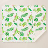 Cute Colorful Waterverf Pattern Oerwoud Dinosaur Sherpa Deken (Voorkant (horizontaal))