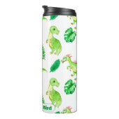 Cute Colorful Waterverf Pattern Oerwoud Dinosaur Thermosbeker (Geroteerd rechts)