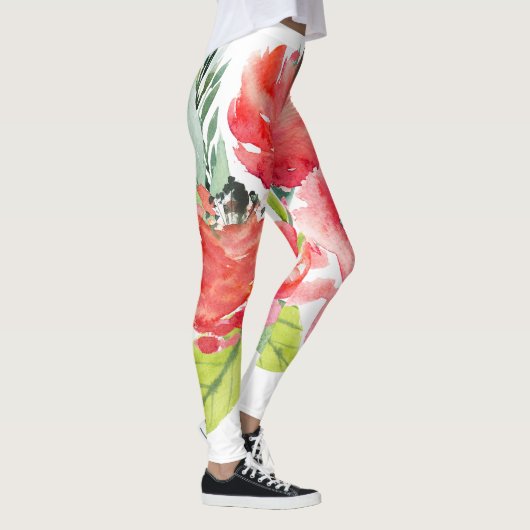 Cute Colorful Waterverven Flowers Leggings (Rechts)