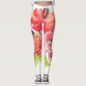 Cute Colorful Waterverven Flowers Leggings (Voorkant)