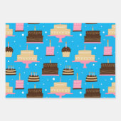 Cute Colorful Whimsical Birthday Animals Patroon Inpakpapier Vel (Voorkant)